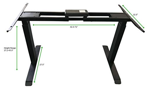 Rise UP Dual Motor Electric Standing Desk Frame Base Legs Ergonomic sit to Stand up Commercial Home Office Desk. 2-Stage. Memory. Black