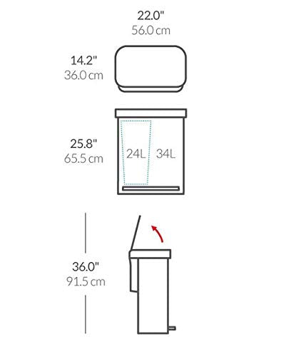 simplehuman Dual Compartment Can Recycler with Voice and Motion Sensor Trash Receptacles, 58 L/15.3 Gallon, Dark Bronze Stainless Steel