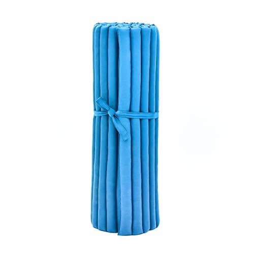 LEEWADEE Rollable Floor Mat L – Comfortable and Rollable Thai Mattress, Soft Massage Mat Filled with Eco-Friendly Kapok, Perfect to Use as a Sleeping Mat 75 x 39 inches, Light Blue