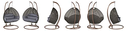 Island Gale Luxury 2 Person Outdoor, Patio, Hanging Wicker Swing Chair ((2 Person) X-Large-Plus, Latte Rattan/Latte Cushion)