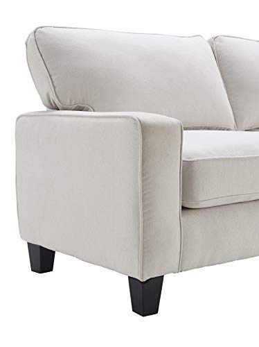 Serta Palisades Upholstered Sofas for Living Room Modern Design Couch, Straight Arms, Soft Fabric Upholstery, Tool-Free Assembly, 61" Loveseat, Cream