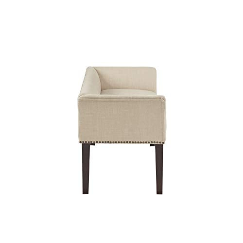 Madison Park Welburn Bedroom Solid Wood Polyester Fabric Seating Modern Style, Accent Bench Ottoman Cream