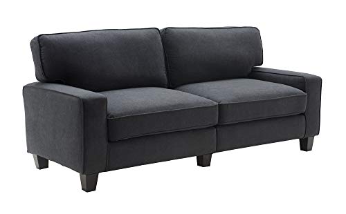 Serta Palisades Upholstered Sofas for Living Room Modern Design Couch, Straight Arms, Soft Fabric Upholstery, Tool-Free Assembly, 78", Charcoal