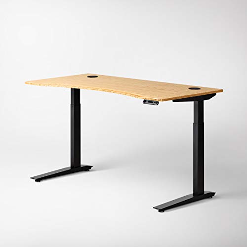 Jarvis Standing Desk Bamboo Top Electric Adjustable Height 2 Stage Mid-Range Frame W/ Memory Preset Handset Controller