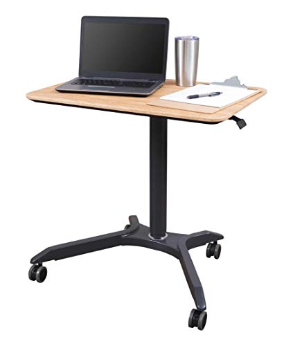 Pneumatic Adjustable Height Laptop Desk Cart (28", Charcoal/White Oak)