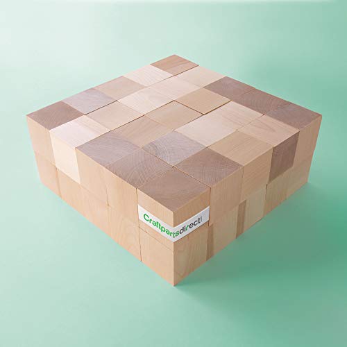 1.5 inch Wood Blocks | Natural Unfinished Craft Wooden Cubes -by CraftpartsDirect.com | Bag of 500