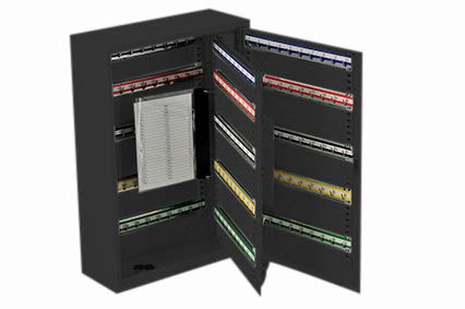 200 Position Key Cabinet with Key Lock and 200 Key Tags, 22“ Wall Mounted Steek Key Lock Box, Black