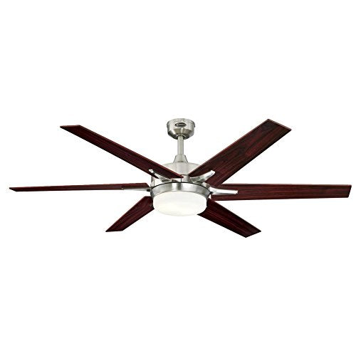 Westinghouse Lighting 7207700 Cayuga 60-inch Brushed Nickel Indoor Ceiling Fan, Dimmable LED Light Kit with Opal Frosted Glass