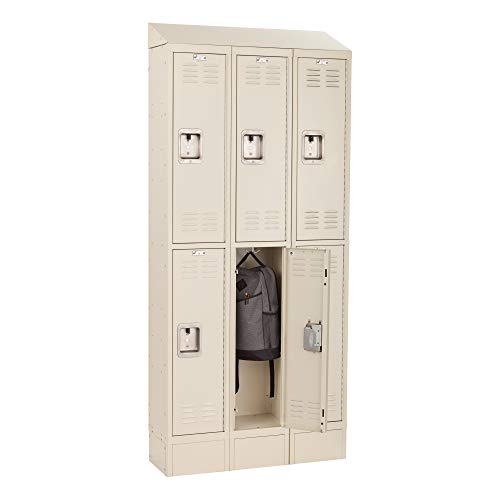 Learniture Deluxe Three-Wide Double-Tier School Lockers, 12" W x 12" D, Ready to Assemble, Tan, LNT-NOR1002P-SO