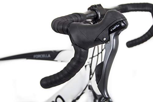 Tommaso Forcella Endurance Aluminum Road Bike, Carbon Fork, Shimano Claris R2000, 24 Speeds, Aero Wheels - Matte White - Large