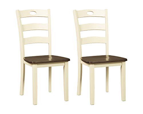 Signature Design by Ashley Woodanville Cottage Ladderback Dining Chair, 2 Count, Cream & Brown