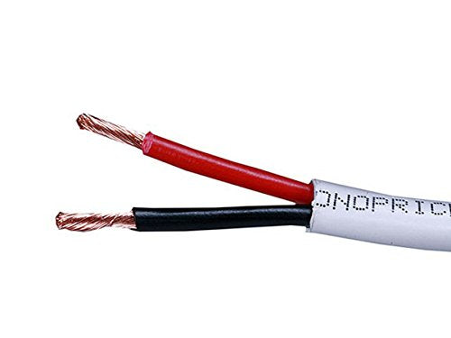 Monoprice Access Series 12 Gauge AWG CL2 Rated 2 Conductor Speaker Wire/Cable - 500ft Fire Safety in Wall Rated, Jacketed in White PVC Material 99.9% Oxygen-Free Pure Bare Copper