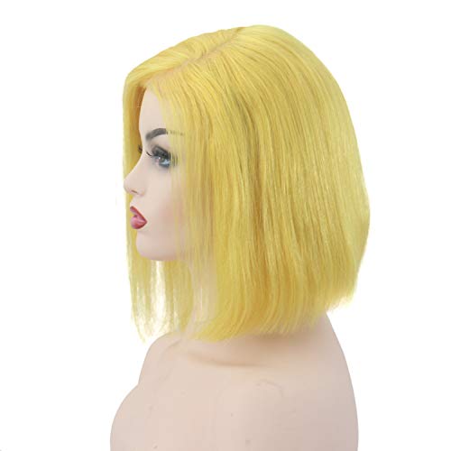 Lace Front Bob Wigs Human Hair 180% Density Blunt Cut Short Straight Bob Full Thick Ends Glueless Lace Frontal Side Part Bob Bleached Knots with Natural Hairline