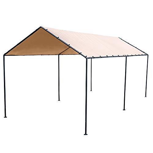Abba Patio 10 x 20-Feet Light Portable Canopy with 6 Steel Legs, Beige & Brown
