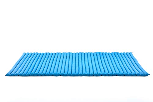 LEEWADEE Rollable Floor Mat L – Comfortable and Rollable Thai Mattress, Soft Massage Mat Filled with Eco-Friendly Kapok, Perfect to Use as a Sleeping Mat 75 x 39 inches, Light Blue
