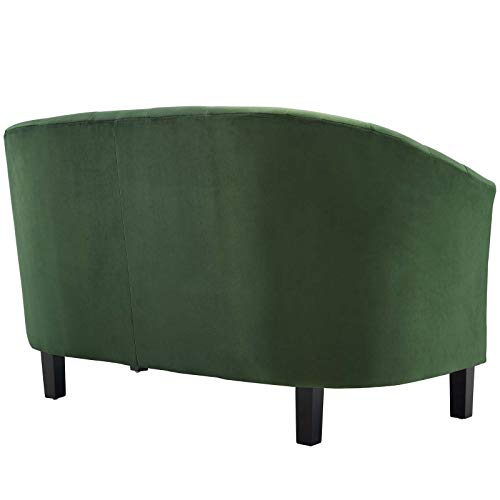 Modway Prospect Channel Tufted Upholstered Velvet Loveseat, Emerald