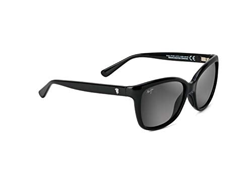 Maui Jim Women Starfish with Patented PolarizedPlus2 Lenses Polarized Cat-Eye Sunglasses, Black Gloss withMan Utd/Neutral Grey Polarized, Medium