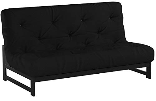 Mozaic Full Size 8-inch Cotton Twill Gel Memory Foam Futon Mattress, Black