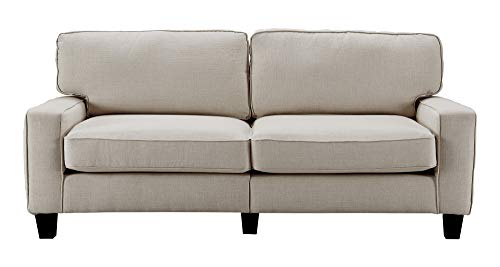 Serta Palisades Upholstered Sofas for Living Room Modern Design Couch, Straight Arms, Soft Fabric Upholstery, Tool-Free Assembly, 78", Light Gray