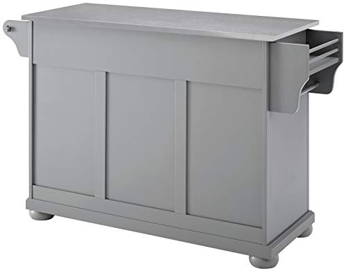 Crosley Furniture Alexandria Kitchen Island with Stainless Steel Top, Vintage Grey