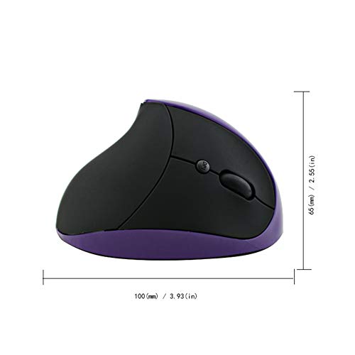 2.4G Wireless/Wired Mouse, Ergonomic Rechargeable 6 Keys Optical Vertical Cordless Mouse Mice with USB Receiver Purple Wired