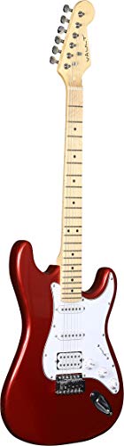 Vault Electric Guitar with Maple Neck Bundle with Gig Bag, 10w Amp, Strap, Tuner, Strings, Instrument Cable, Capo, and Picks - Black