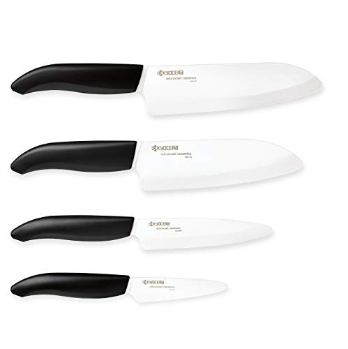 Kyocera KB5PC-FKWHBK-U-BK Revolution Universal Knife Block Set, Blade Sizes: 7", 5.5", 4.5", 3", White