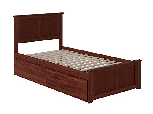 Atlantic Furniture Madison Platform Matching Foot Board and 2 Urban Bed Drawers, Twin XL, Walnut