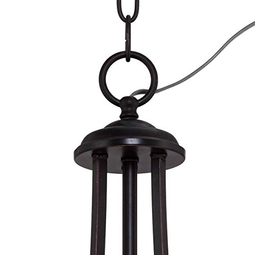 La Pointe Oil Rubbed Bronze Drum Pendant Chandelier 19 1/2" Wide Oatmeal Linen Shade Fixture for Dining Room House Foyer Kitchen Island Entryway Bedroom Living Room - Franklin Iron Works