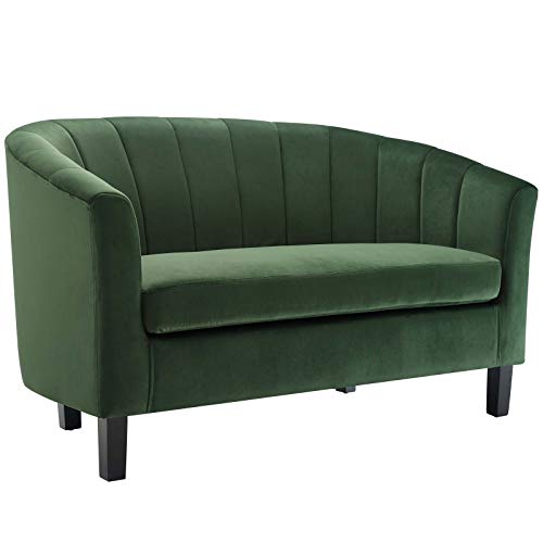 Modway Prospect Channel Tufted Upholstered Velvet Loveseat, Emerald