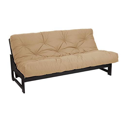 Mozaic Full Size 8-inch Cotton Twill Gel Memory Foam Futon Mattress, Black