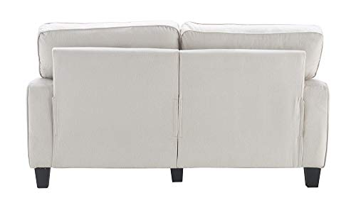 Serta Palisades Upholstered Sofas for Living Room Modern Design Couch, Straight Arms, Soft Fabric Upholstery, Tool-Free Assembly, 61" Loveseat, Cream