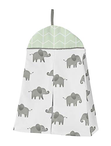 Sweet Jojo Designs Mint, Grey and White Watercolor Elephant Safari Baby Unisex Crib Bedding Set - 11 Pieces