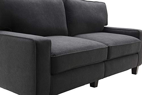 Serta Palisades Upholstered Sofas for Living Room Modern Design Couch, Straight Arms, Soft Fabric Upholstery, Tool-Free Assembly, 78", Charcoal