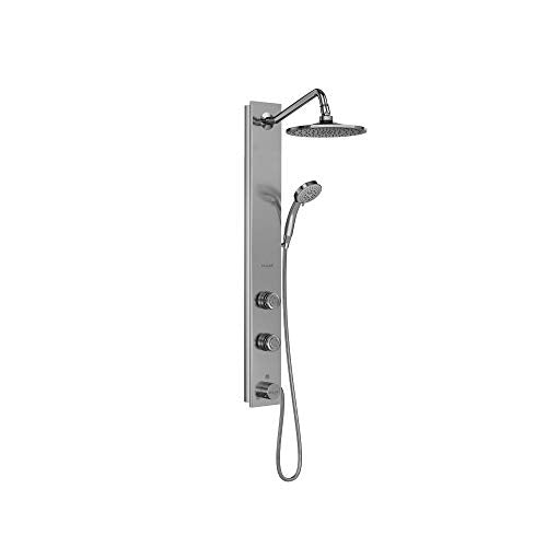 PULSE ShowerSpas 1021-SSB Aloha System with 8" Rain Showerhead, 2 Pulsating Body Spray Jets and Hand Shower, Brushed Stainless Steel with Chrome Fixtures