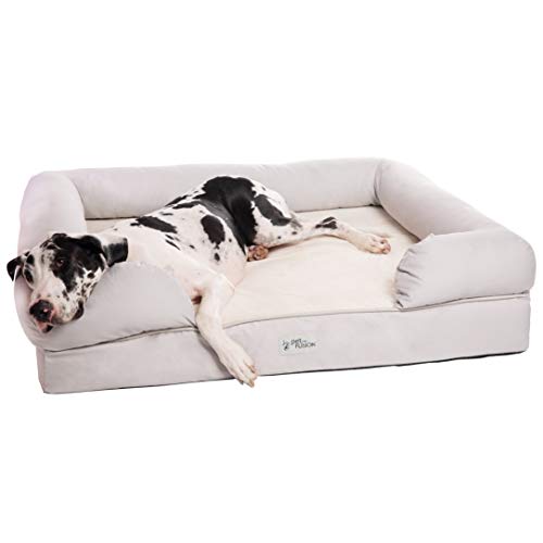 PetFusion Ultimate Dog Bed, Orthopedic Memory Foam. (XXL Sandstone, Medium Firmness, Waterproof Liner, YKK Zippers, More Breathable 35% Cotton Cover, Cert. Skin Contact Safe). 2Yr Warranty