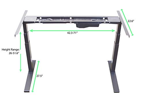 Rise UP Electric Adjustable Height Width Standing Desk Legs Frame Base. Ergonomic Motorized sit to Stand up Home Commercial Office Table. Dual 2 Motors. 4 Programmable Memory. Gray
