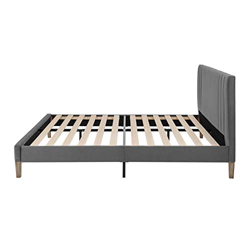 Classic Brands Chicago Modern Tufted Upholstered Platform Bed | Headboard and Wood Frame with Wood Slat Support, King, Antonio Mid Night