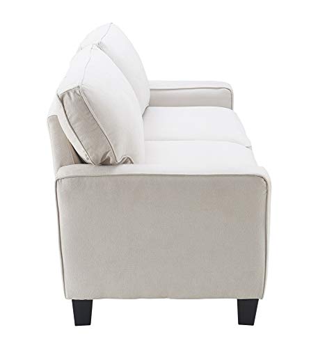 Serta Palisades Upholstered Sofas for Living Room Modern Design Couch, Straight Arms, Soft Fabric Upholstery, Tool-Free Assembly, 61" Loveseat, Cream
