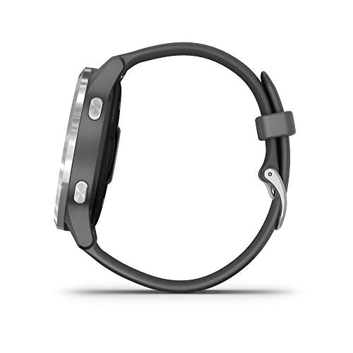 Garmin 010-02174-01 Vivoactive 4 Smartwatch Shadow Gray/Stainless Bundle with 1 Year Extended Warranty