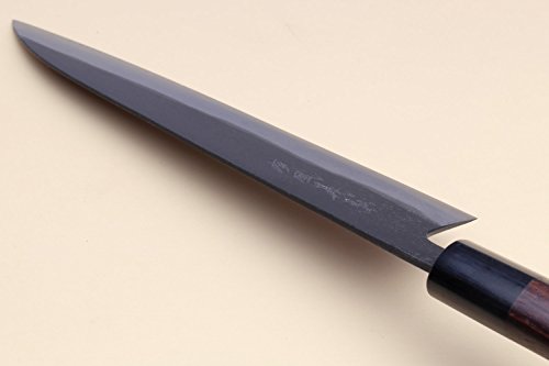 Yoshihiro Mizu Yaki Aogami Super Blue High Carbon Steel Kurouchi Gyuto Chef’s Knife (9.5'' (240mm) & Saya, D-Shape Rosewood Handle)