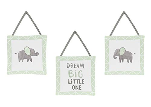Sweet Jojo Designs Mint, Grey and White Watercolor Elephant Safari Baby Unisex Crib Bedding Set - 11 Pieces