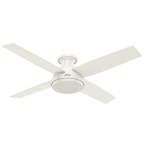 Hunter Indoor Low Profile Ceiling Fan, with remote control - Dempsey 52 inch, White, 59248