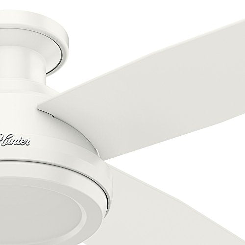 Hunter Indoor Low Profile Ceiling Fan, with remote control - Dempsey 52 inch, White, 59248