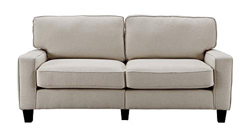 Serta Palisades Upholstered Sofas for Living Room Modern Design Couch, Straight Arms, Soft Fabric Upholstery, Tool-Free Assembly, 73", Light Gray