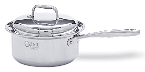 360 Stainless Steel Sauce Pan With Lid, Surgical Grade, Induction Cookware, Waterless, Dishwasher Safe, Oven Safe, Professional Grade. 3 Quart
