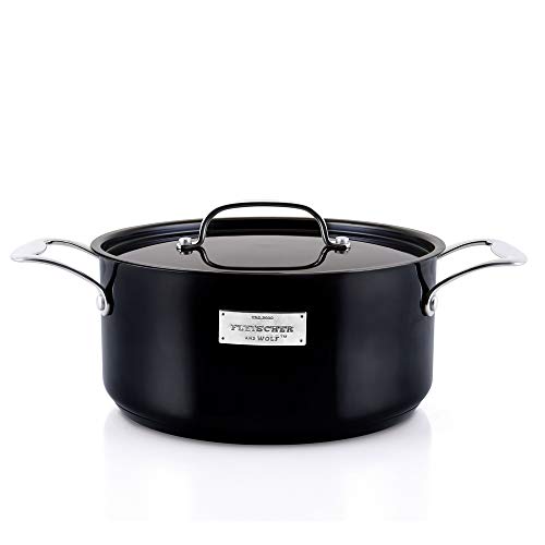 Fleischer & Wolf Hard Anodized Dishwasher & Oven Safe PFOA Free Cookware Sets 10-Piece, Black Titanium Coated Stainless Steel Induction Compatible