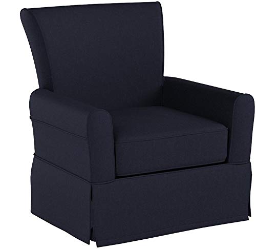 Delta Children Upholstered Glider Swivel Rocker Chair, Charcoal with Flax Welt