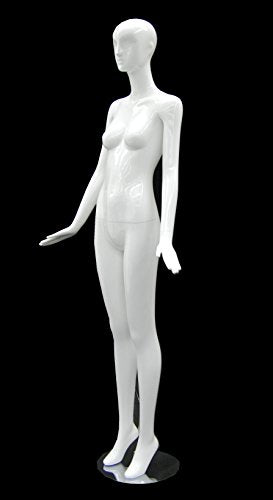 (MD-XD01W) ROXYDISPLAY Glossy White Fiberglass Abstract Female Mannequin, standing pose