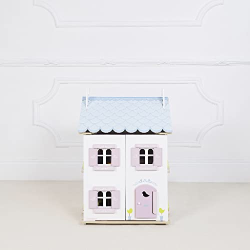 Le Toy Van - Gorgeous Wooden Bluebird Dolls House & Furniture Large Wooden Doll House | Girls 3 Storey Wooden Dolls House Play Set | Suitable for Ages 3+